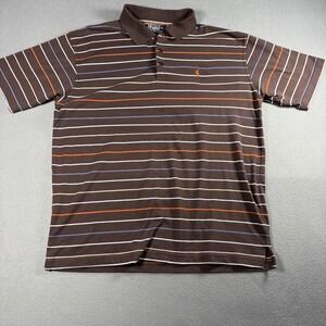 Polo Ralph Lauren Mens XL Polo Shirt Brown Multi Color Striped Short Sleeve Pony